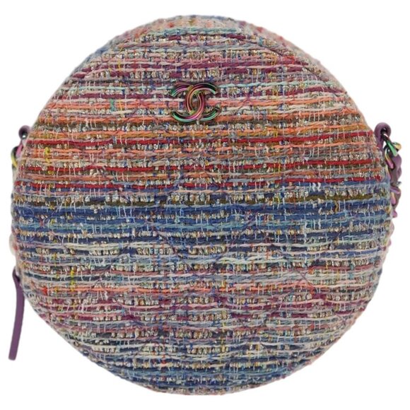 CHANEL Chain Shoulder Bag Tweed Rainbow CC Auth - Picture 6 of 15